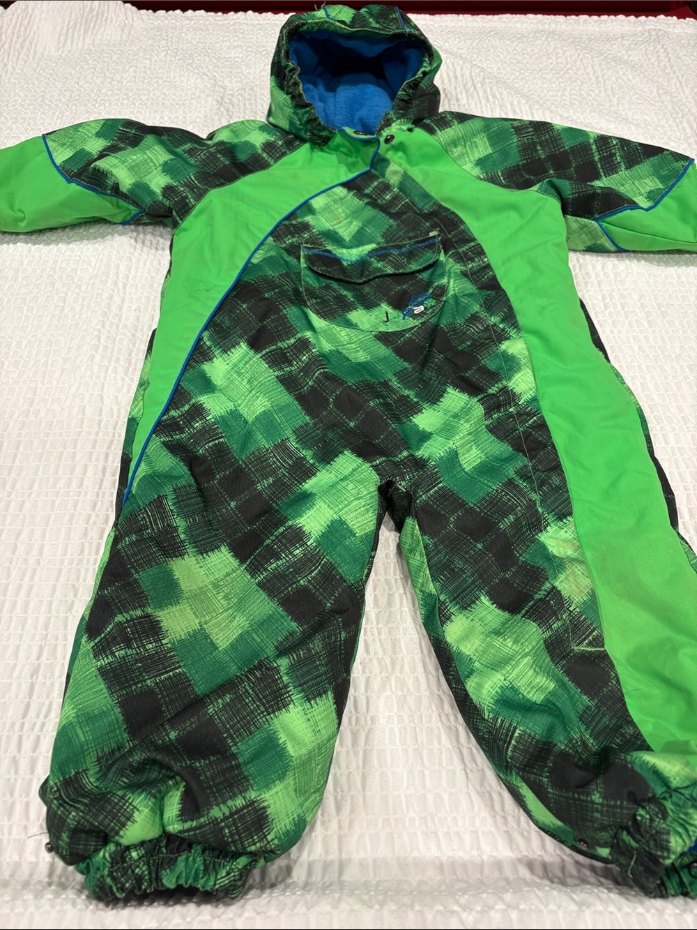Jupa Green Plaid Kids Snowsuit with Hood
Size 24months